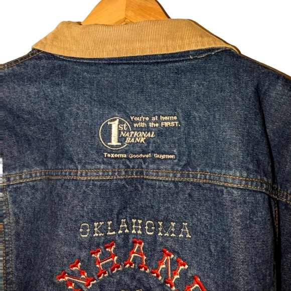 Wrangler Blanket Lined Corduroy Collar Rodeo Panhandle Texas Custom Denim Jacket - Picture 8 of 10